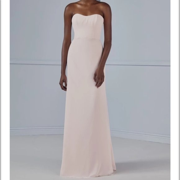 Amsale Lou Strapless Bridesmaid Dress in French Blue - Picture 7 of 8